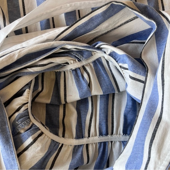 Italian Made Maxi Cotton Blend Dress Blue | White Stripes Size M - Picture 6 of 8